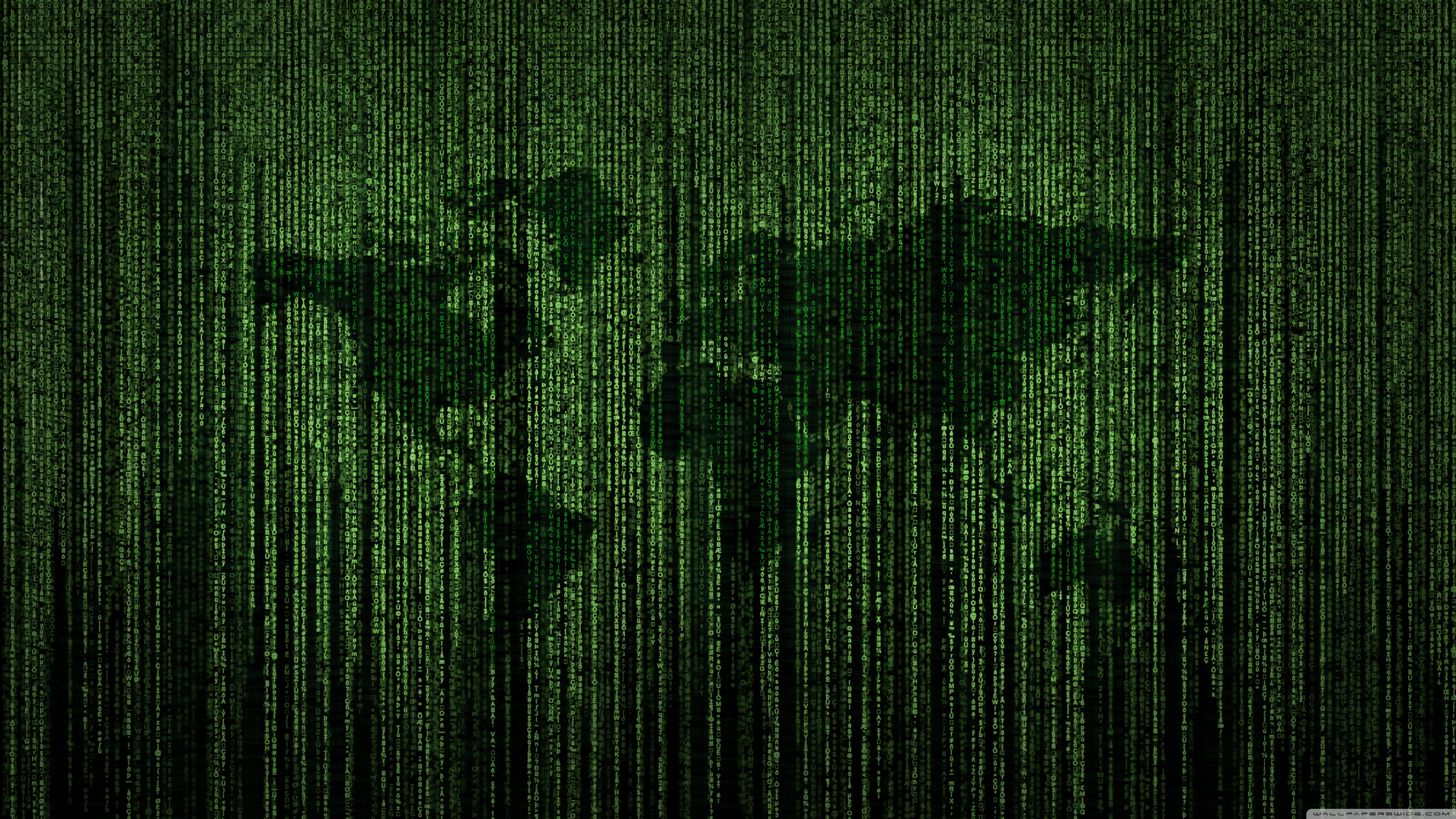 Green Matrix Code World Map 4K HD Desktop Wallpaper for 4K