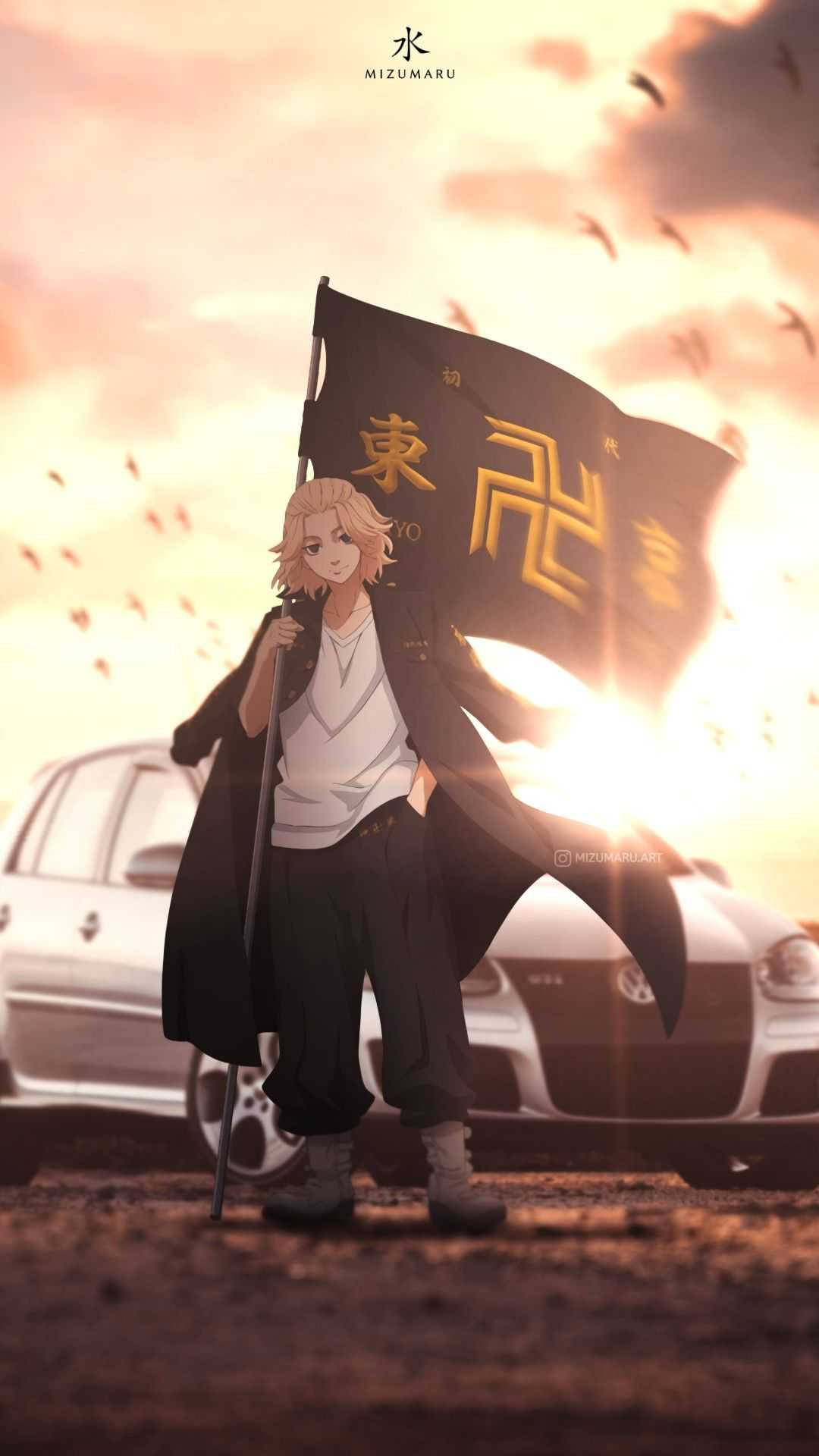 Tokyo Revengers Aesthetic Manji Gang Flag Wallpaper