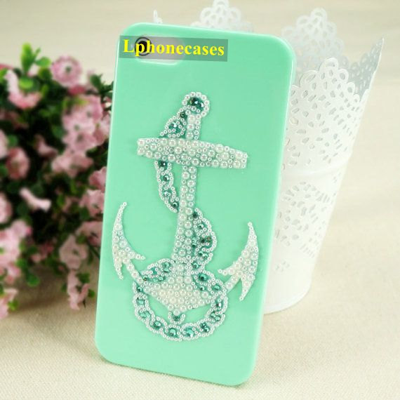 Anchor iPhone Case Mint Green Background