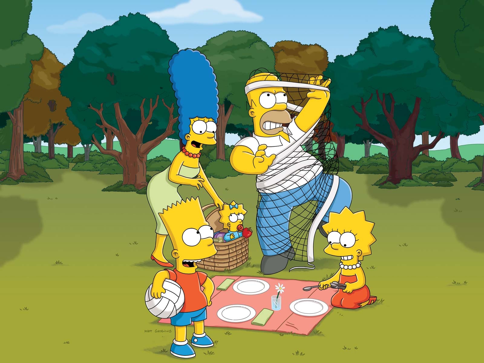 Simpsons Family Outside The Wallpaper