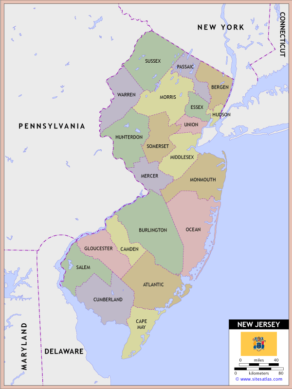 Pin All New Jersey Counties Map