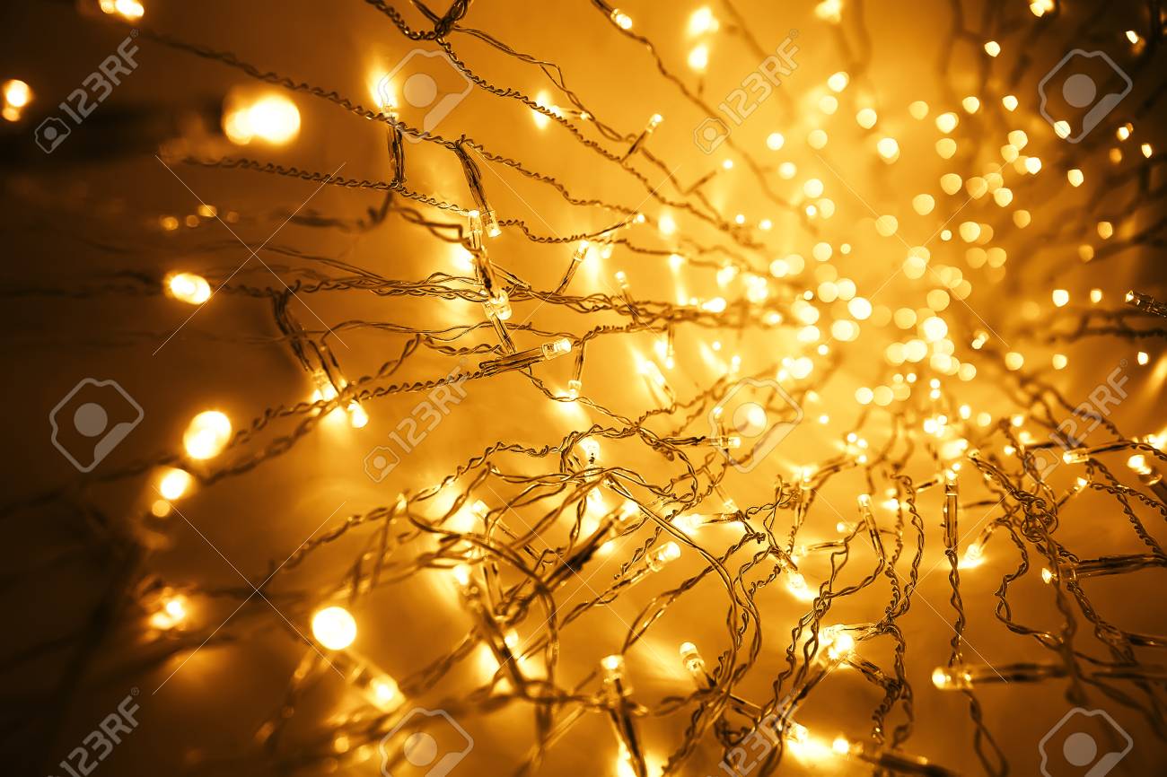 Christmas Lights Garland Blurred Led Bulb Light Background
