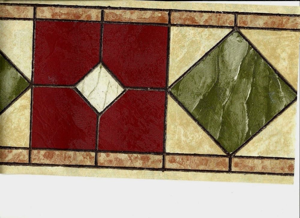 Shaped Stain Glass With Marbling Wallpaper Border Nb76946f