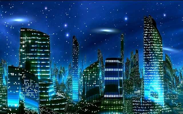 Futuristic City at Night Wallpaper