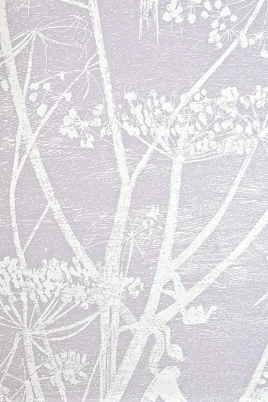 Restyled Wallpaper Lilac Grey With White Cow Parsley Print