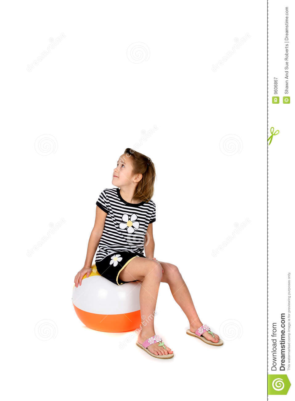 Image Girl Sitting On Beach Ball