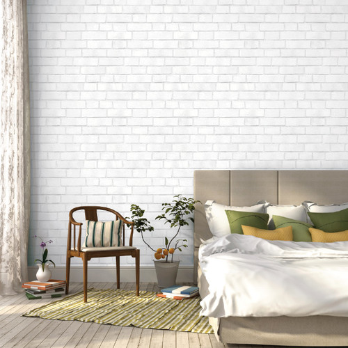 Tempaper Brick White Wallpaper