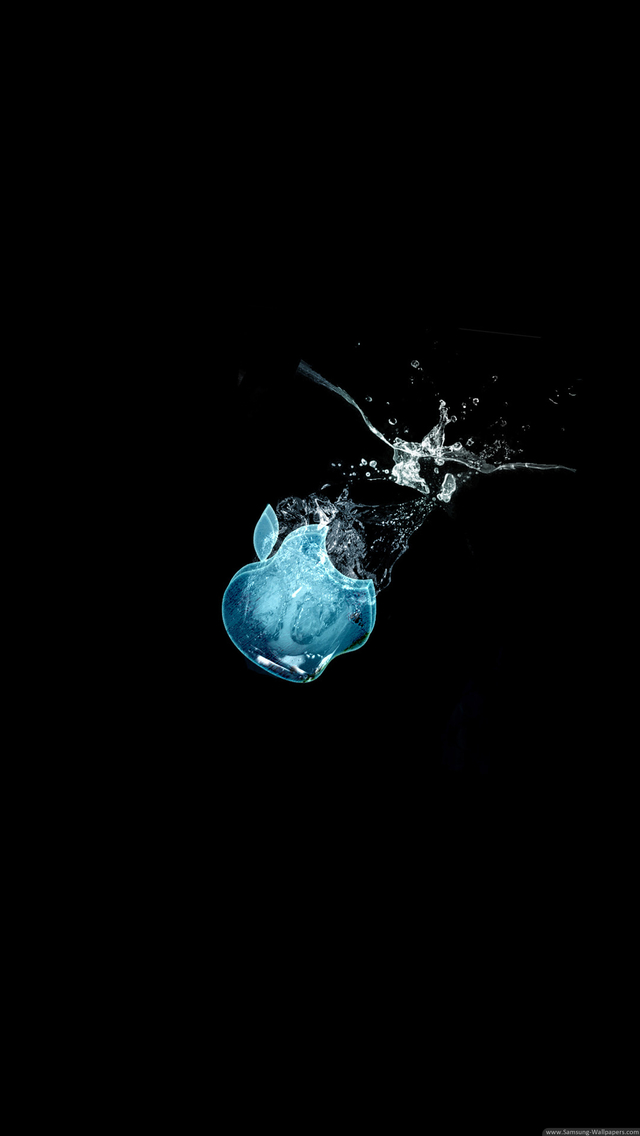Glass Apple Logo In Water Wallpaper iPhone