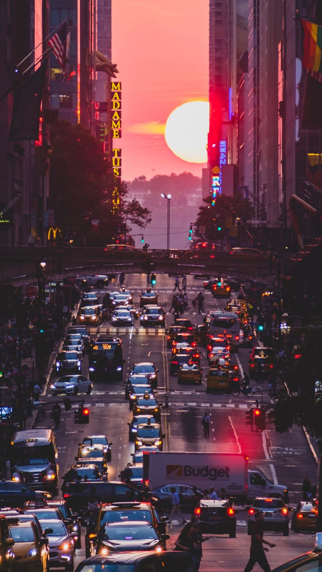 Traffic City Sunset iPhone Wallpaper
