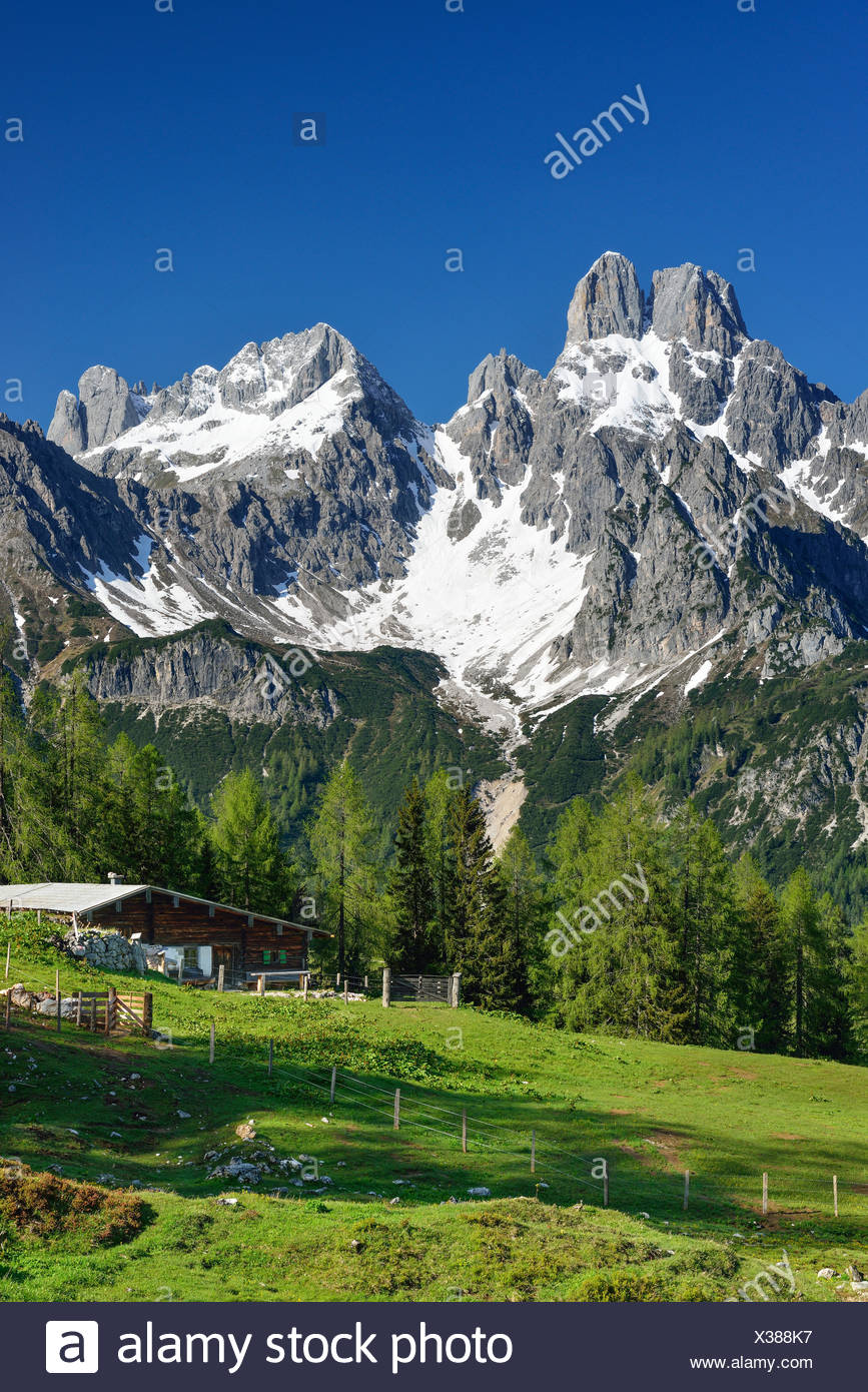 Alpine Hut With Mount Bischofsmuetze In Background Sulzenalm