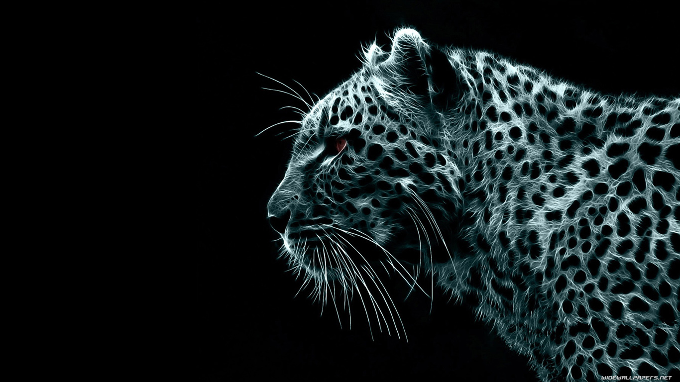 Abstract illustration of a snow leopard against a black background