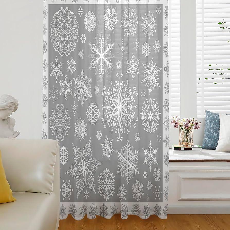 Amazon Christmas Snowflake Window Curtains Inches Long