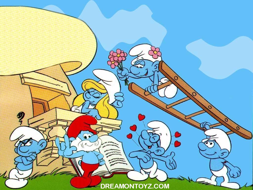 Smurf Papa With Vanity And Brainy Wooing Smurfette