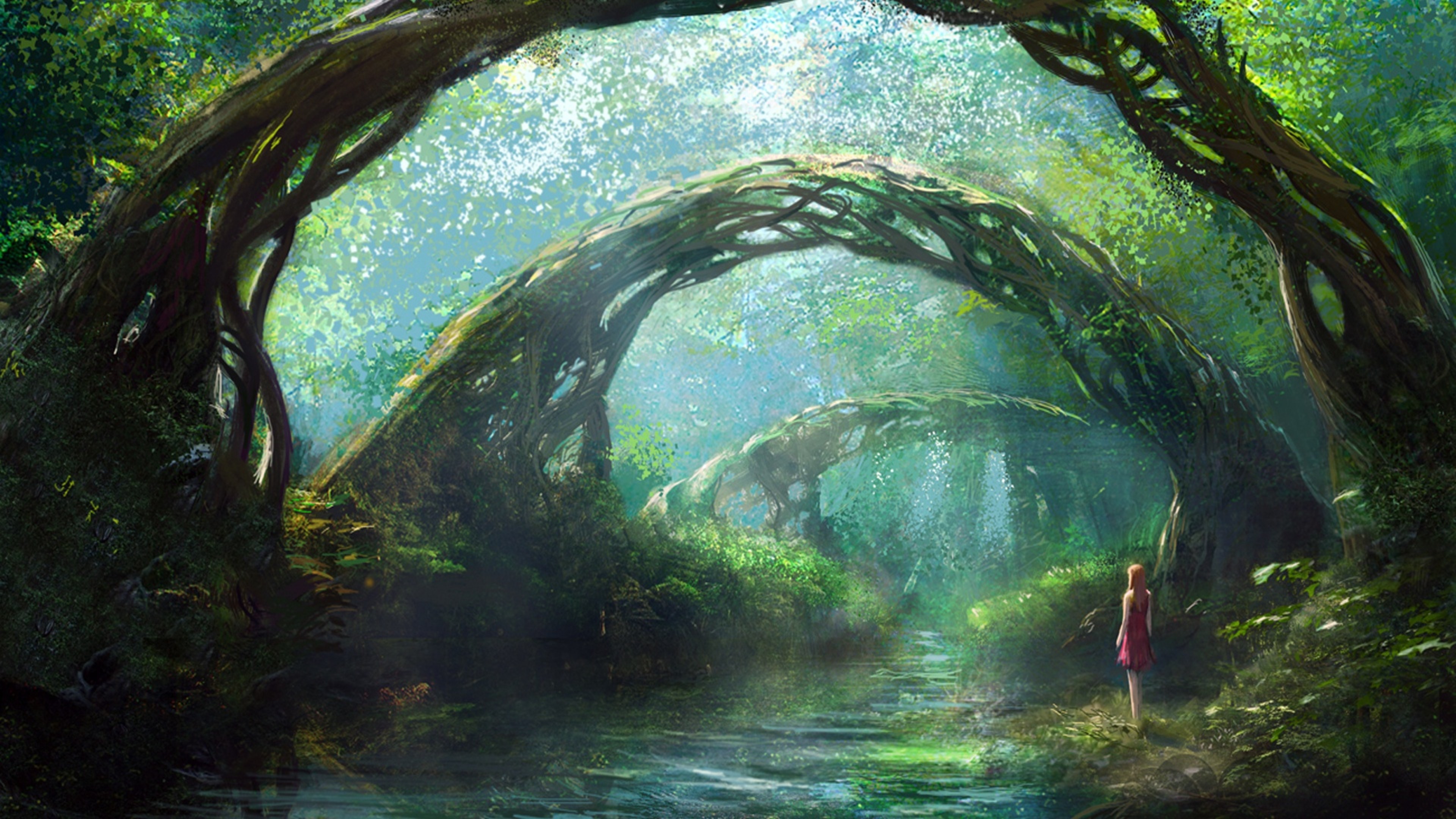 Wallpaper A Girl In Fantasy Forest Hd