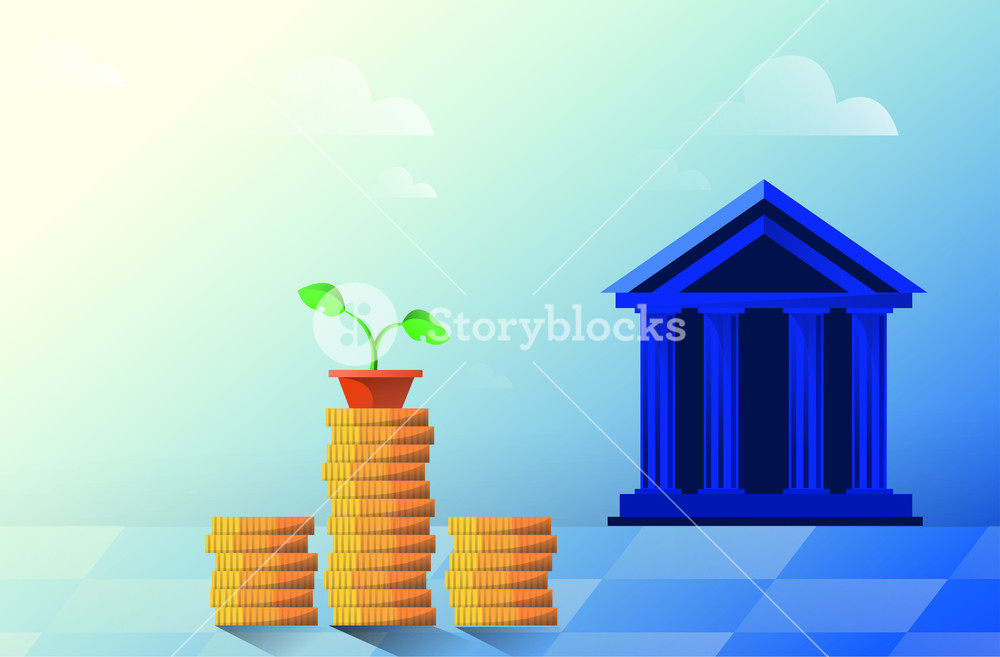 Vector flat illustration bank building on a white background
