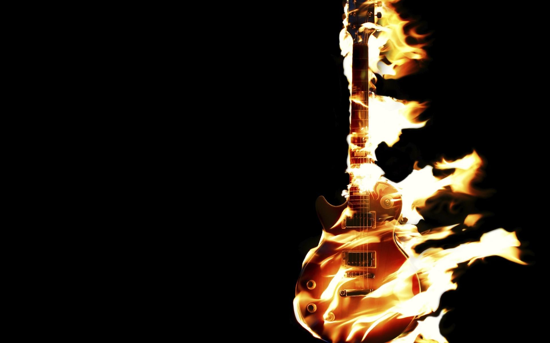 Flaming Guitar Desktop Background