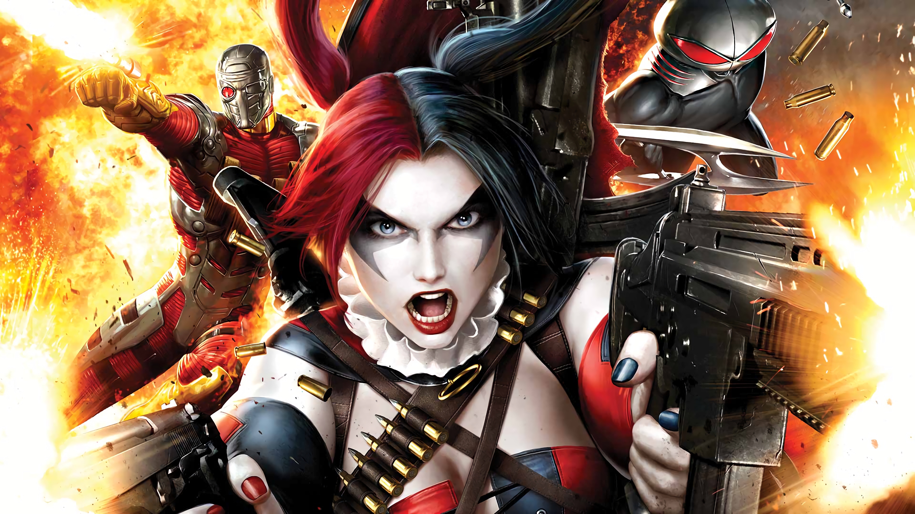 Harley Quinn Deathstroke Black Manta Dc Ics 4k Wallpaper