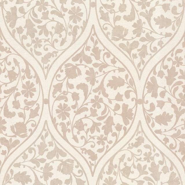 Adelaide Taupe Ogee Floral Wallpaper Traditional By