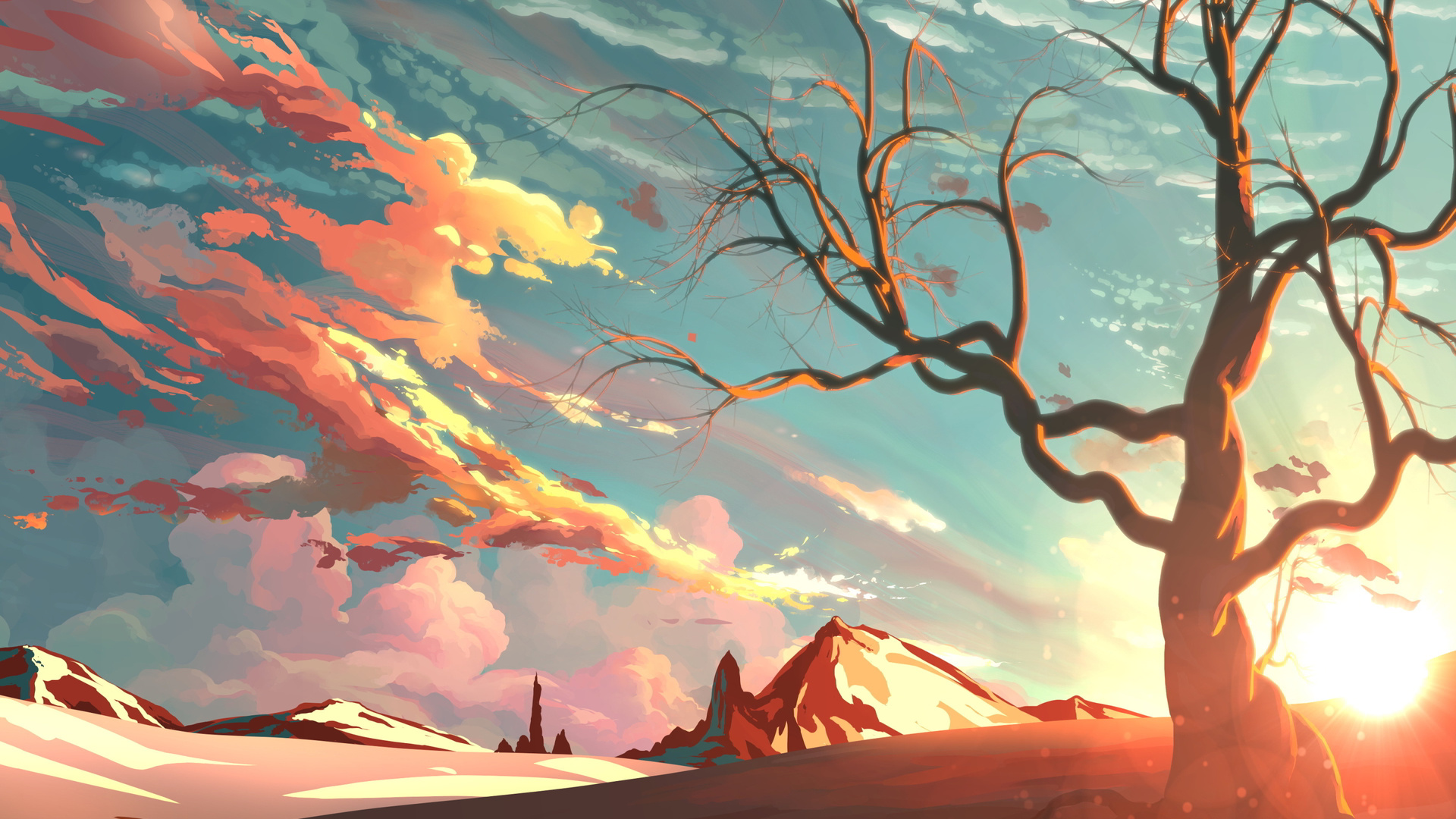 Sunset Beautiful Painting Laptop Full HD 1080p 4k Wallpaper