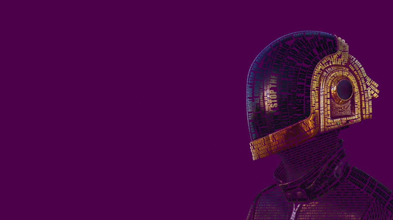 Daft Punk Typographic Portrait HD Wallpaper For X