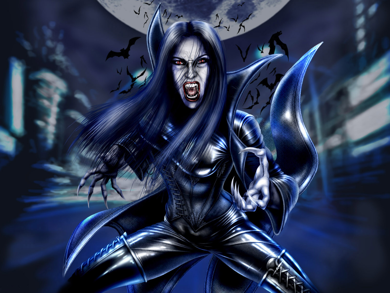 Furious Wallpaper Vampire Bats With An Army Girl 3d For