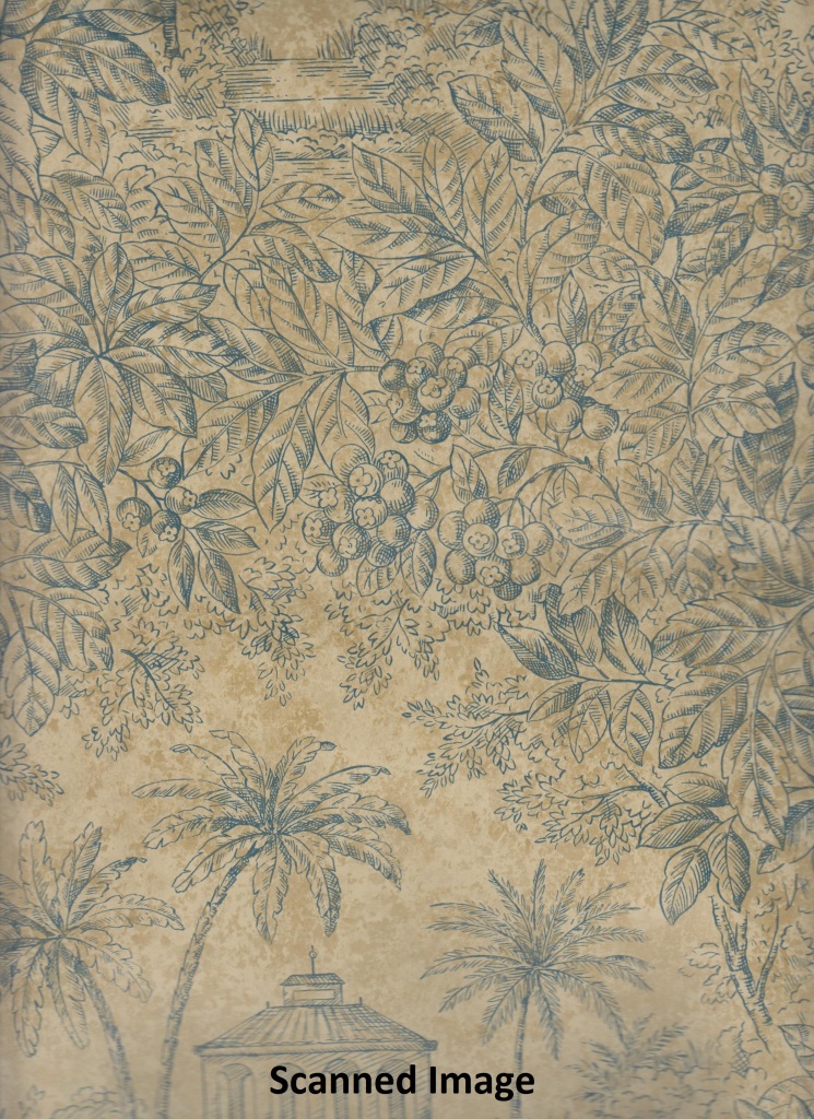 Toile Wallpaper Teal Asian Sidewall Brown Faux Background