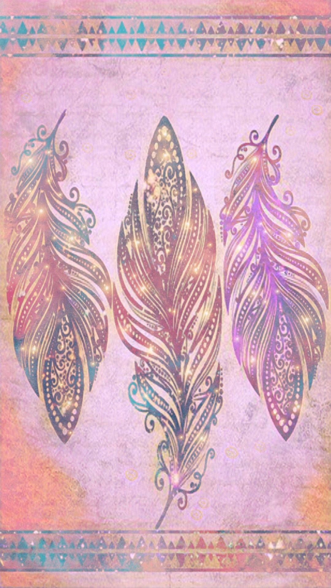 Aztec Feathers Made By Me Tribal Wallpaper
