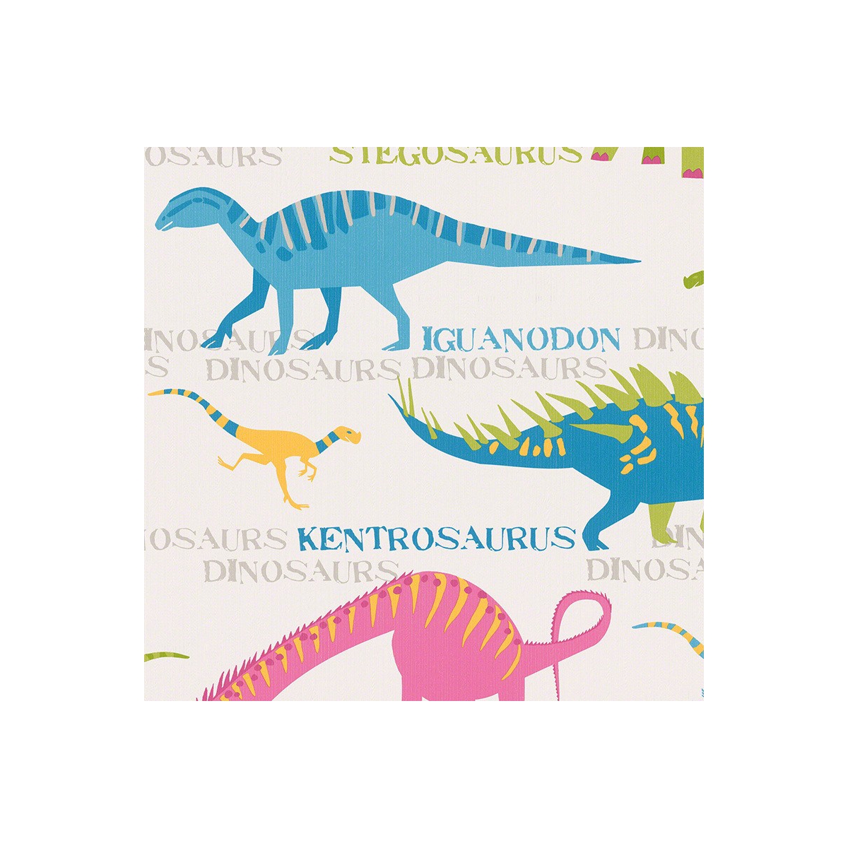 Dinosaurs Pink And Turquoise Childrens Wallpaper