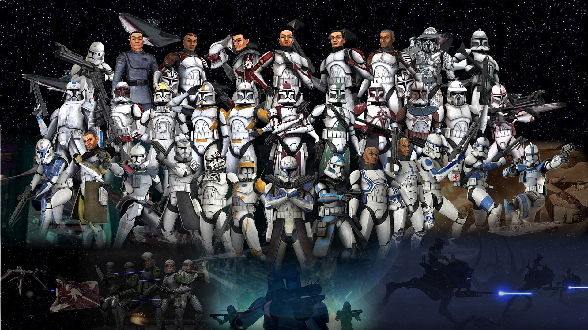 Tv Wallpaper With Notable And Generic Clone Troopers From Star Wars