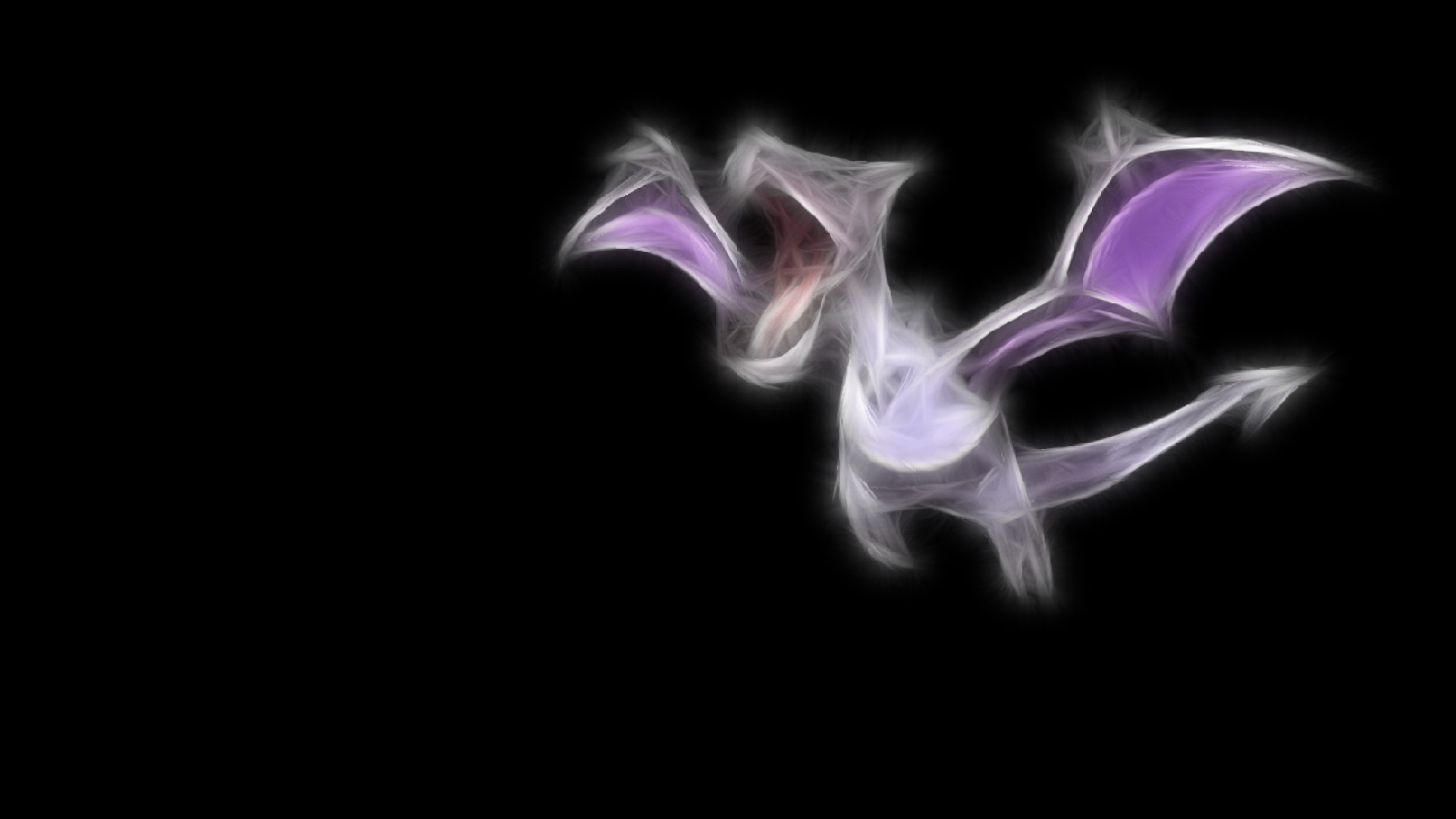 Abstract fractal art of Aerodactyl, a Pokemon, against a black background