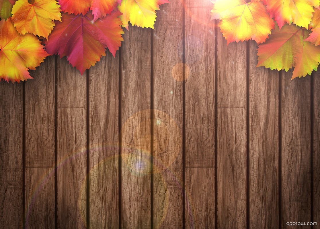 Autumn Leaves On Wooden Background Wallpaper