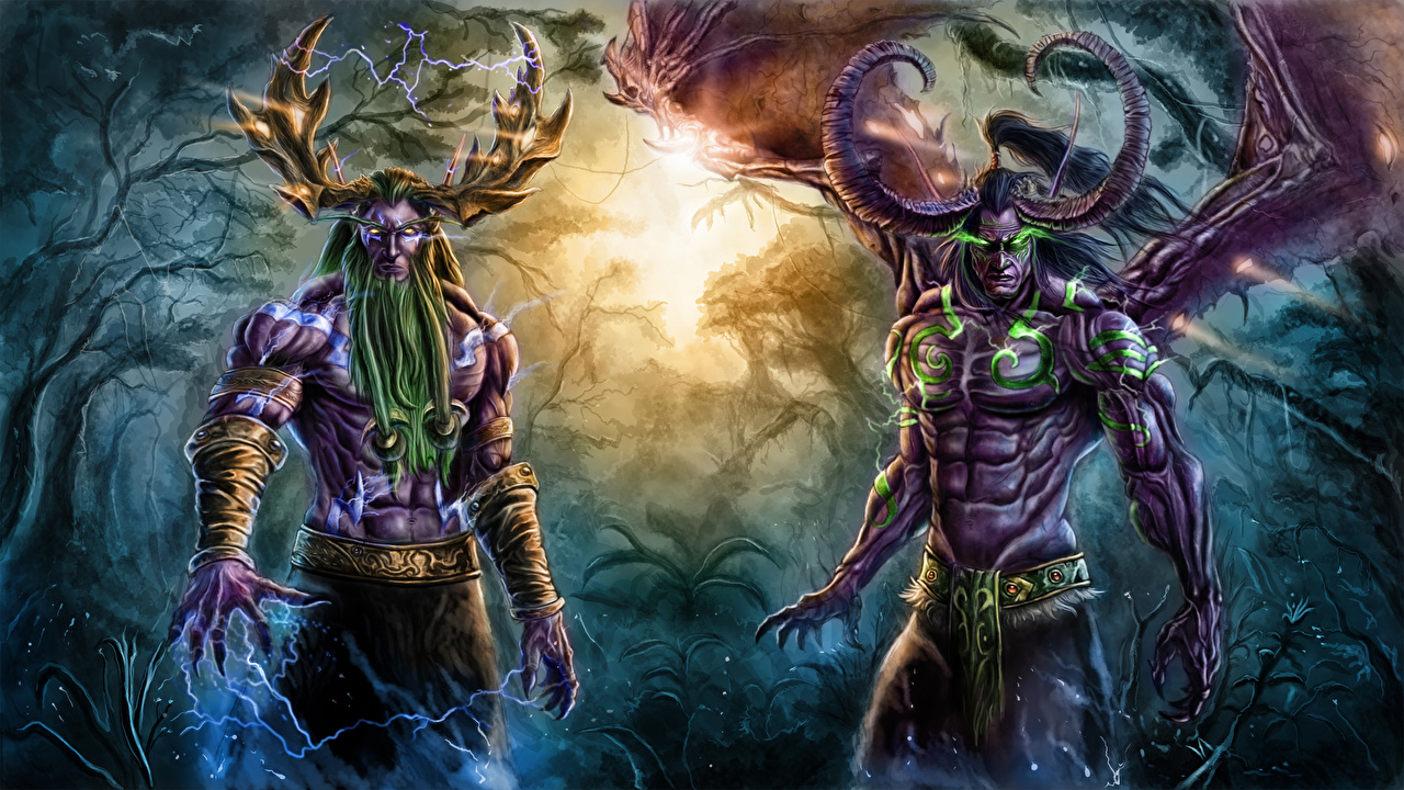 Wallpaper Wow Magic Horns Malfurion Stormrage Illidan