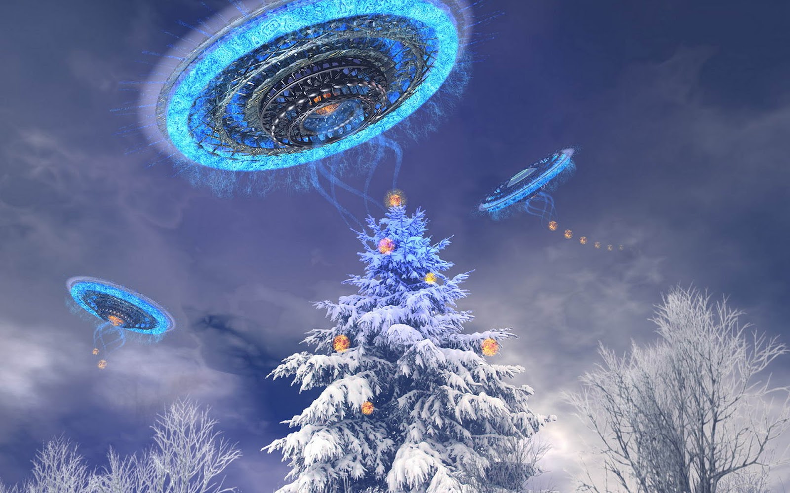 3d Ufo Achtergrond In De Winter HD Wallpaper