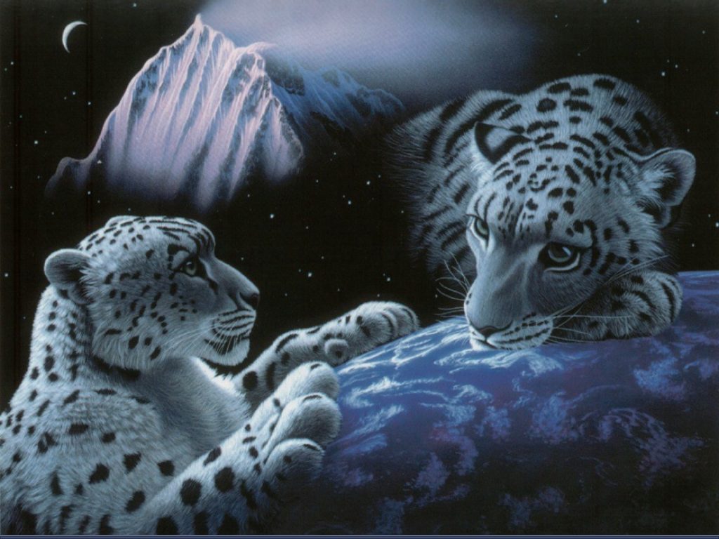 Fantasy Wallpaper White Tigers Creatures