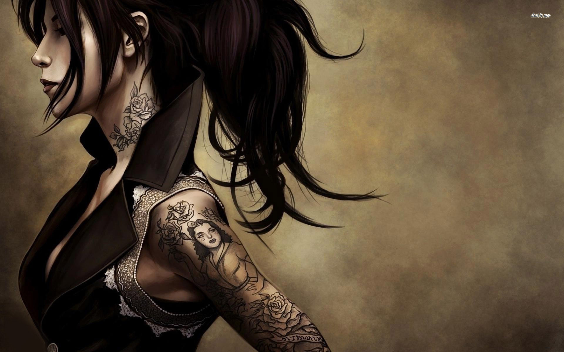 You Can Tattooed Woman Artistic Wallpaper In
