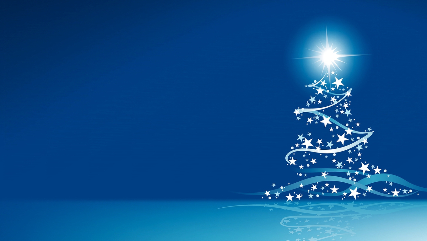 Blue Vector Christmas Tree Wallpaper