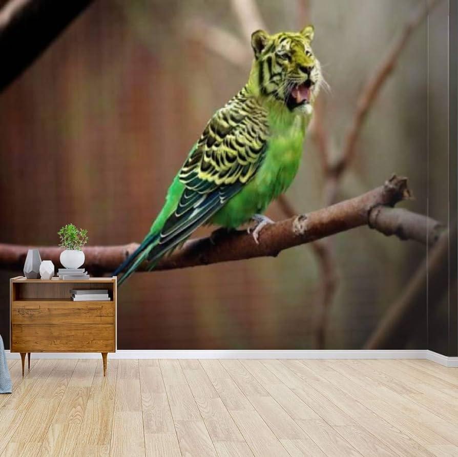 Amazon Parrot Mix Tiger Funny Colored Reflections Stock