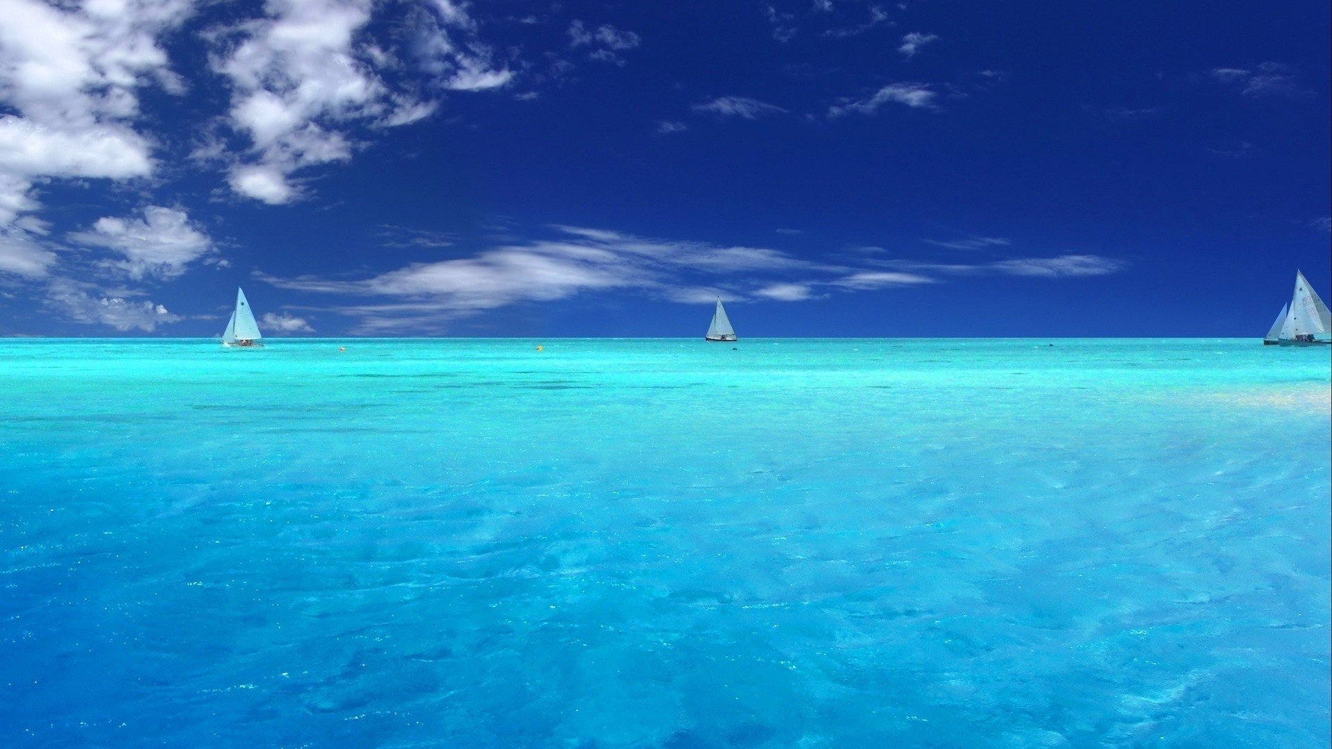 Yachts On Caribbean Sea Blue Ocean Water HD Image