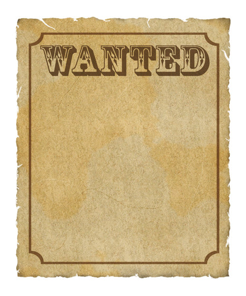 Grungy Parchment Poster Wanted With Border Lots Of Copy Space