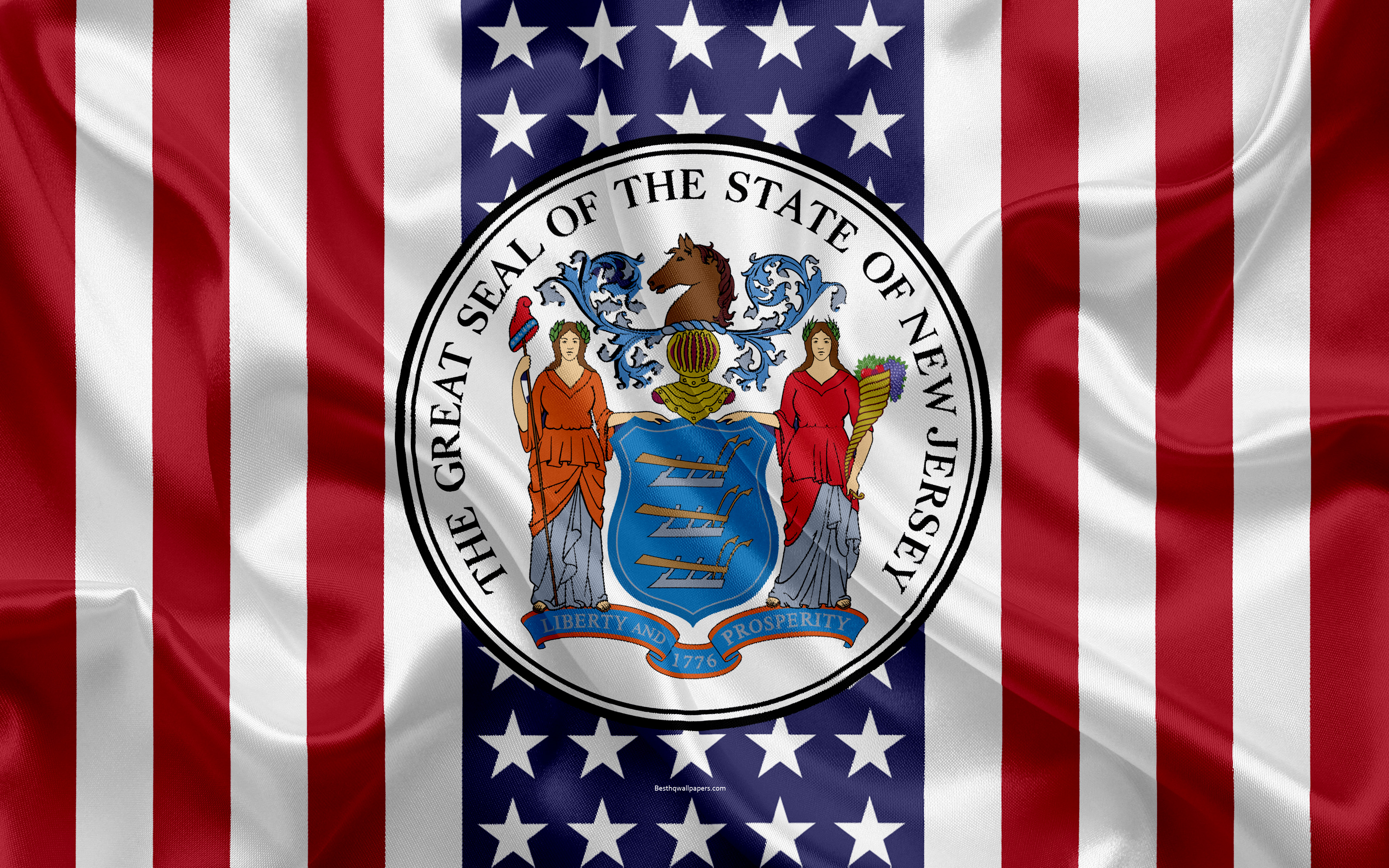 Wallpaper New Jersey Usa 4k American State Seal Of