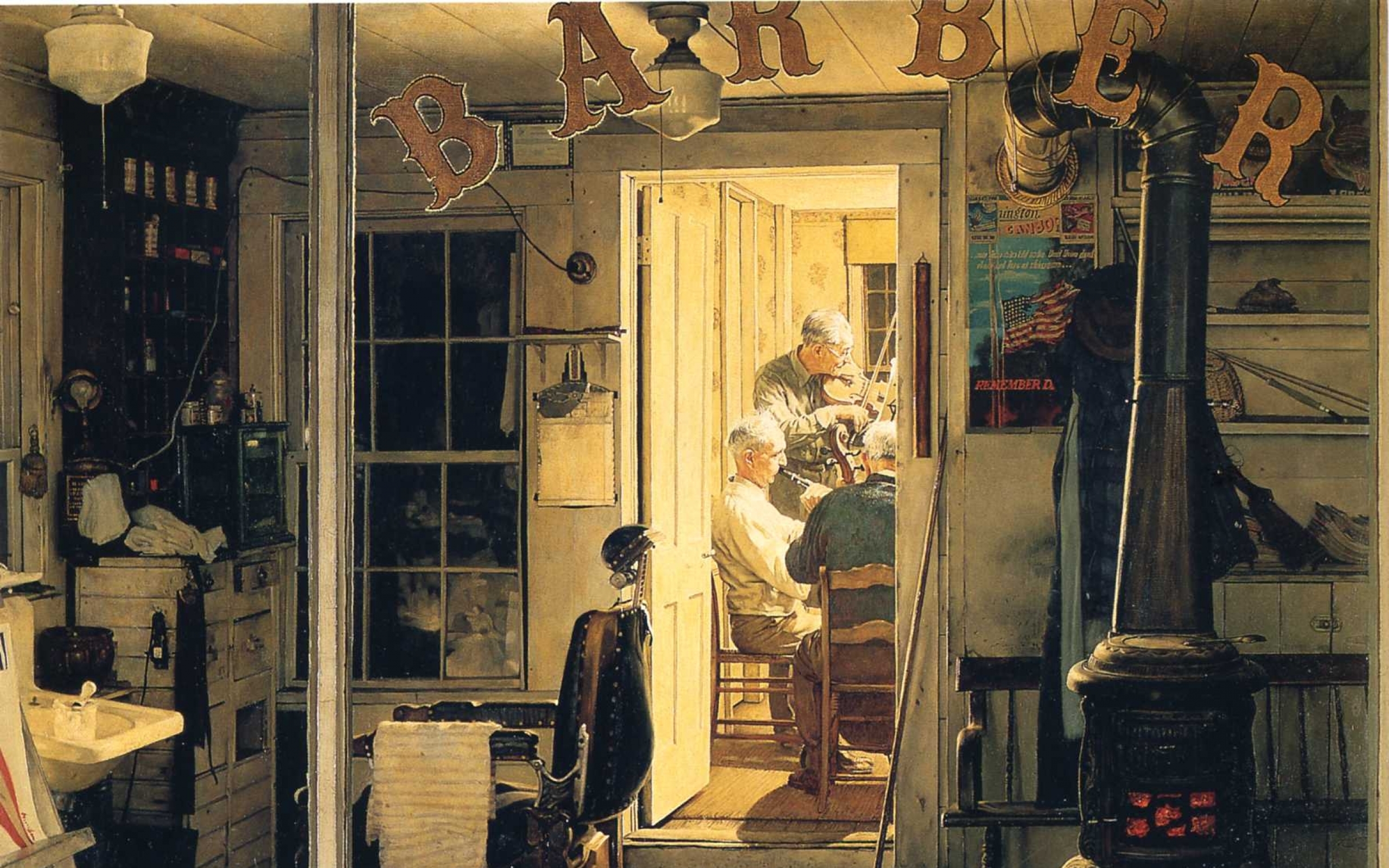 Norman Rockwell Violinist Interior Spaces Art HD Wallpaper