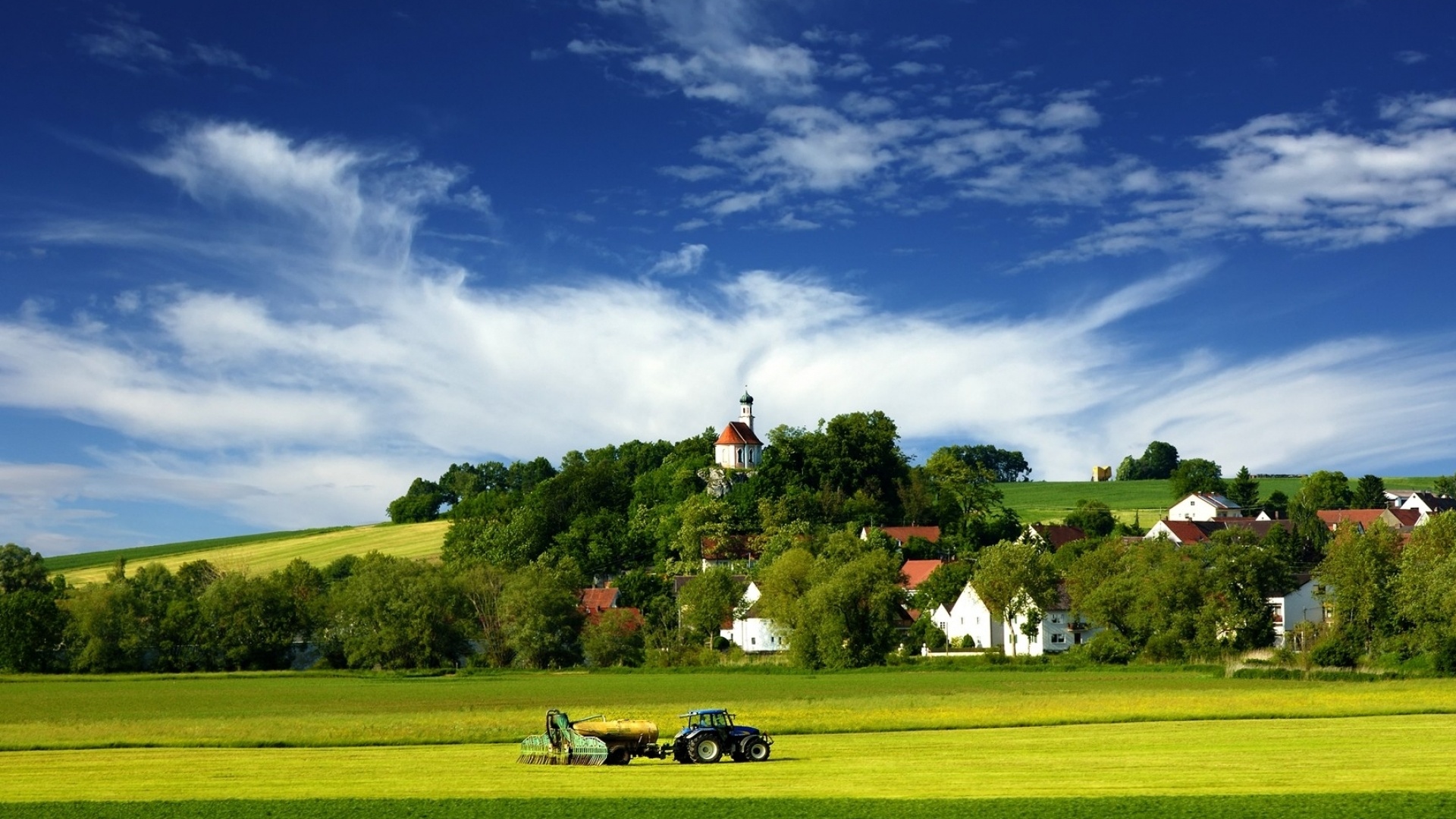 Tractor Village Country Desktop Pc And Mac Wallpaper