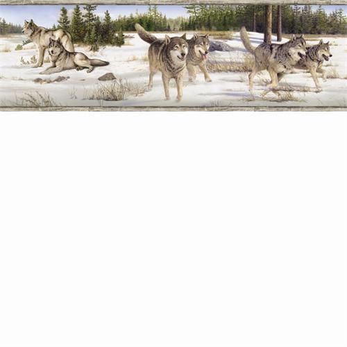 Brothers Wintry Wolves In The Snow Wallpaper Border Htm48472b