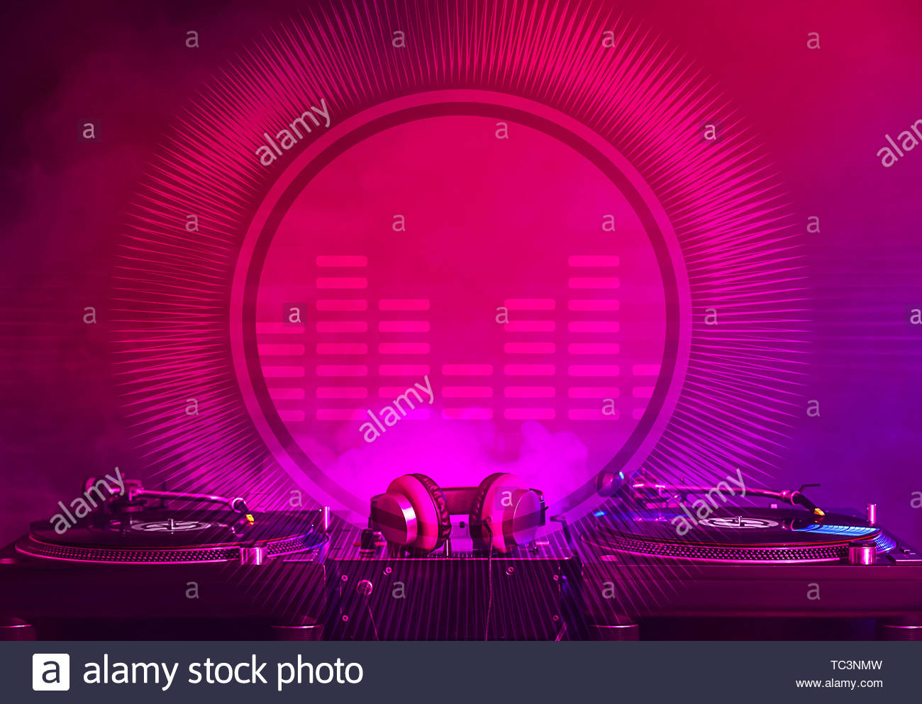 Modern Dj Mixer On Color Background Stock Photo
