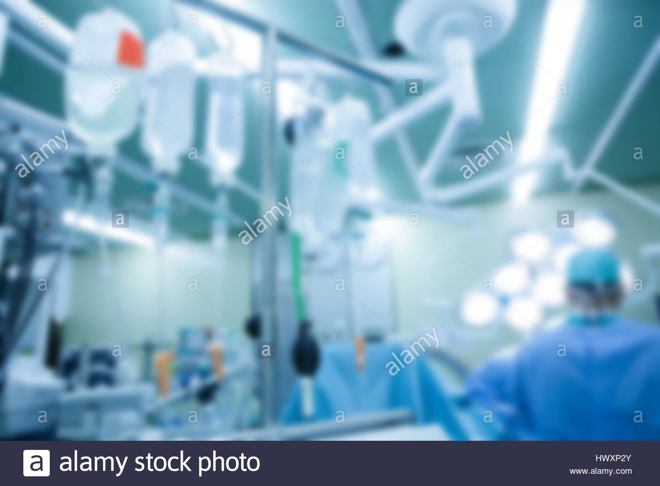 Abstract Blurry Medical Background With Iv Bags And Bottles