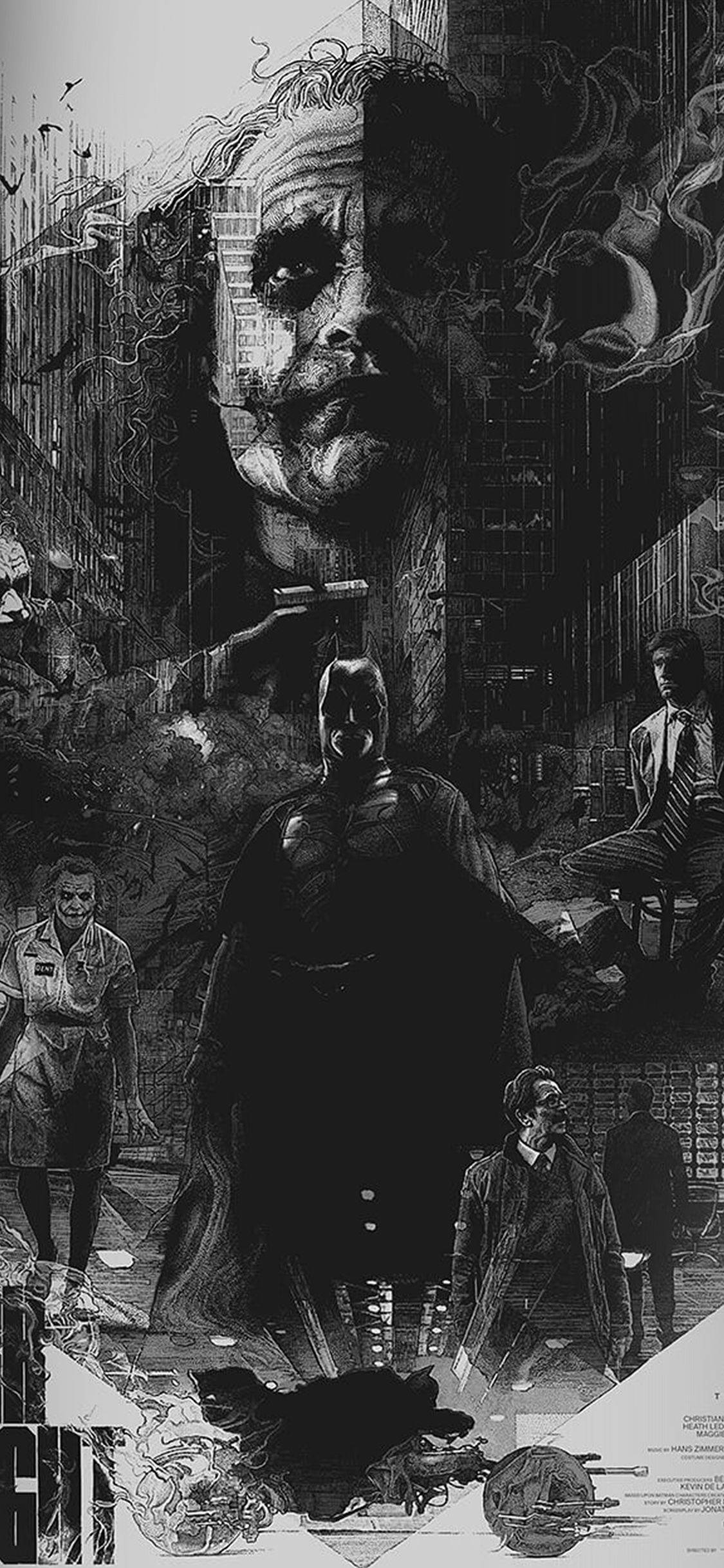 3d Joker iPhone Black And White Characters Wallpaper