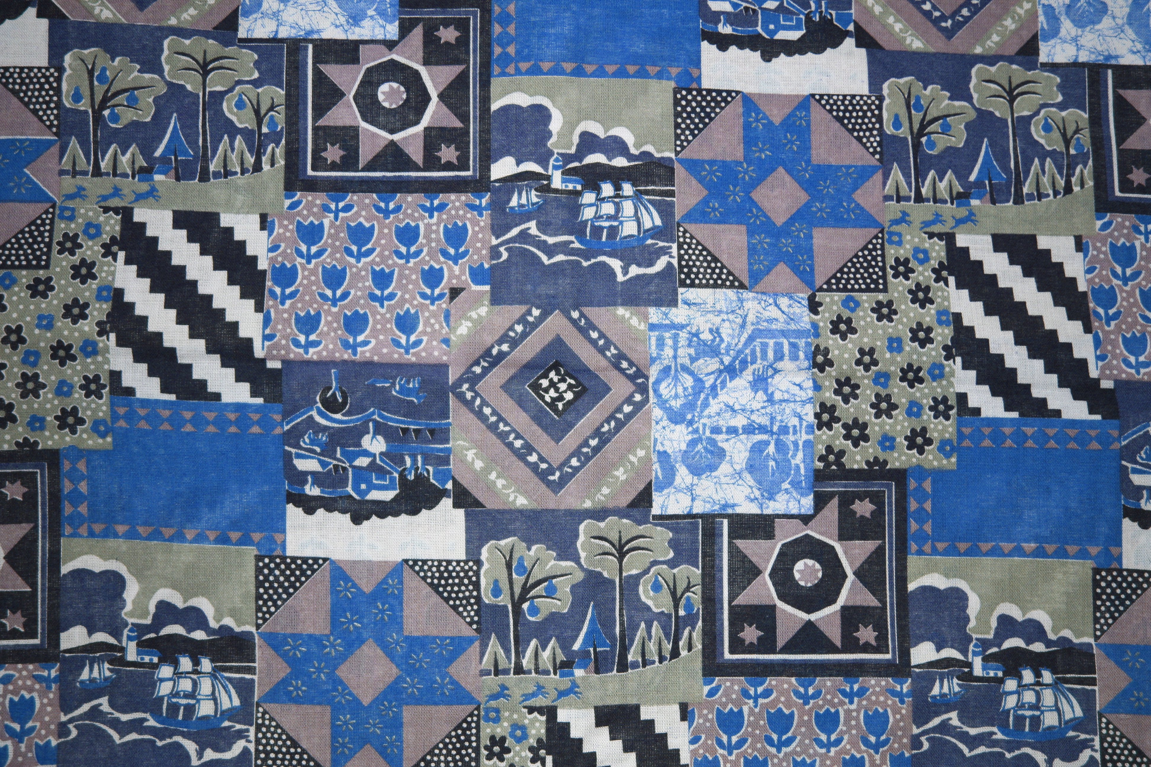Blue Patchwork Quilt Fabric Texture Picture Photograph Photos
