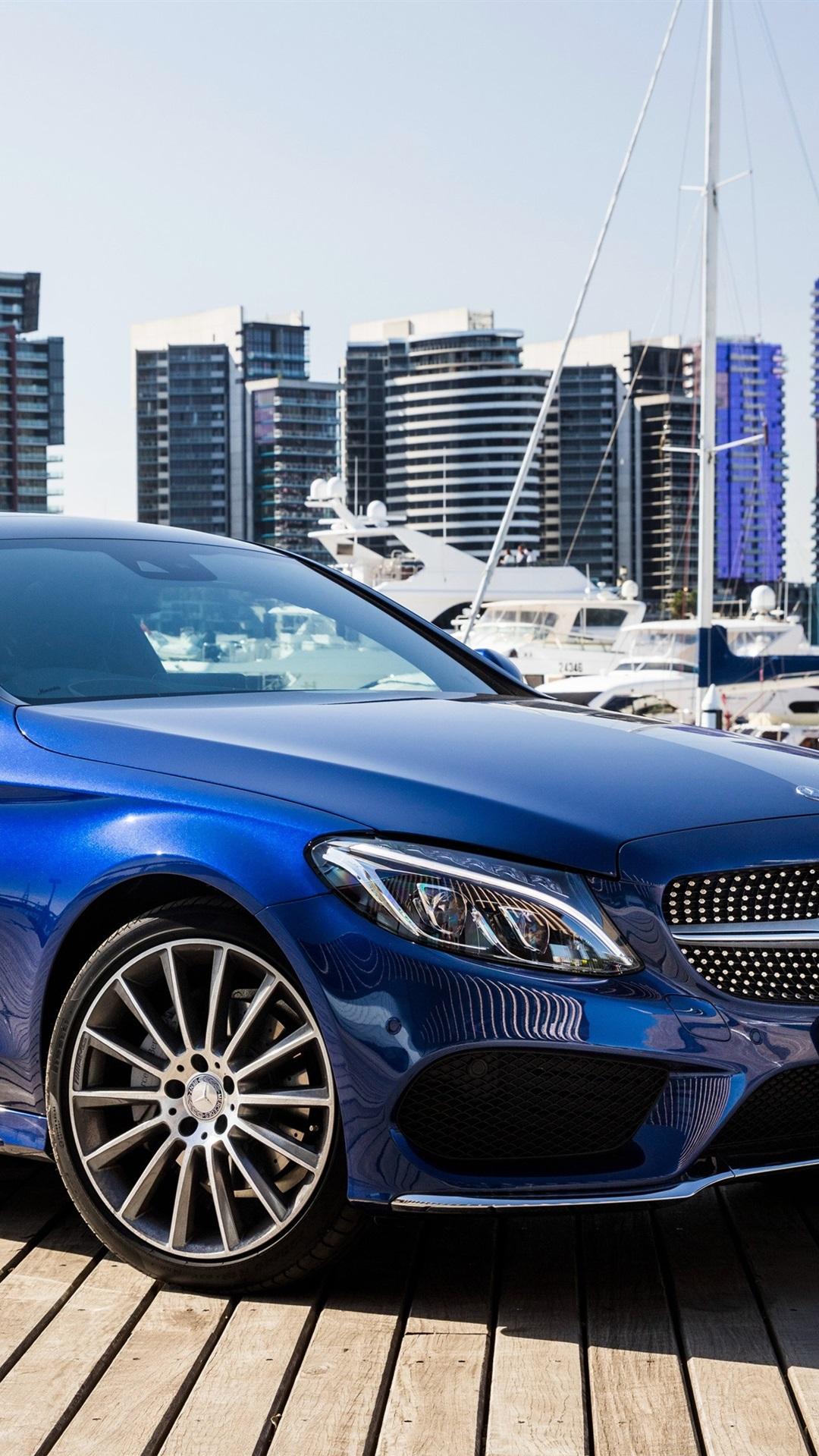 iPhone Wallpaper Mercedes Benz Amg C Class C205 Blue