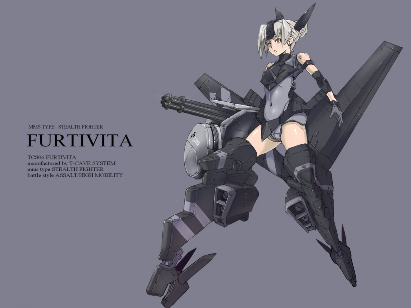 Weapons Armor Red Eyes Minigun White Hair