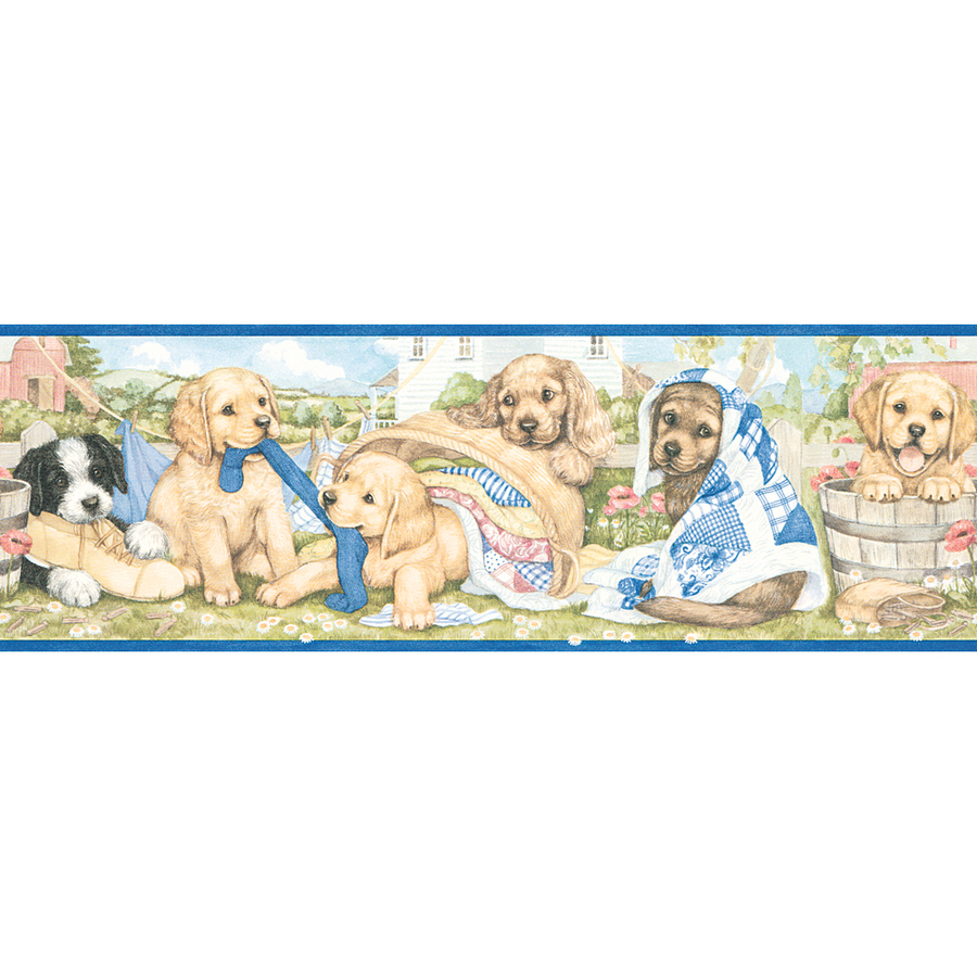 Shop Allen Roth Laundry Puppies Prepasted Wallpaper Border At